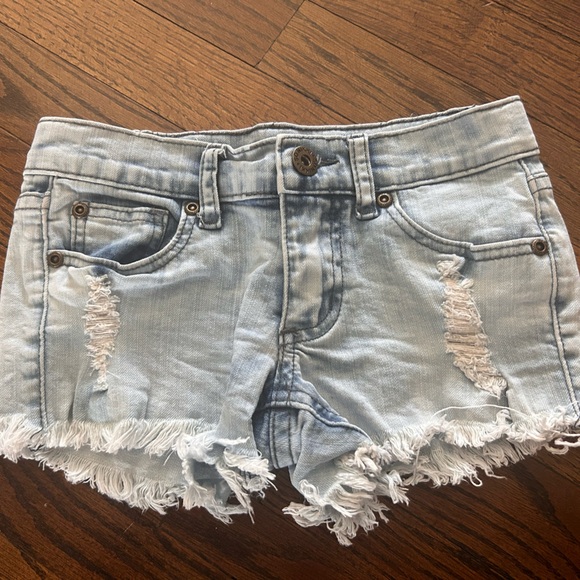 So Nikki Other - So Nikki Distressed Light Blue Denim cut offs (size L)